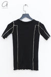 BASERANGE Ruffled Ribbed Cotton T-shirt BAS-TTO3-RB-SU24-HEI Black TTO3-RB-000